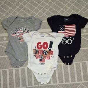 Team USA Olympic Themed Baby Onesies Set 3-6 Months